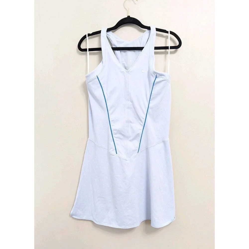 Y2K Nike Tennis Dress Blue Sleeveless Women's Size L Court Tennis Prep